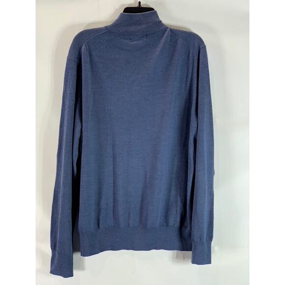 BROOKS BROTHERS Men's Blue Quarter-Zip Saxxon Wool Pullover Sweater SZ XL - Picture 2 of 10